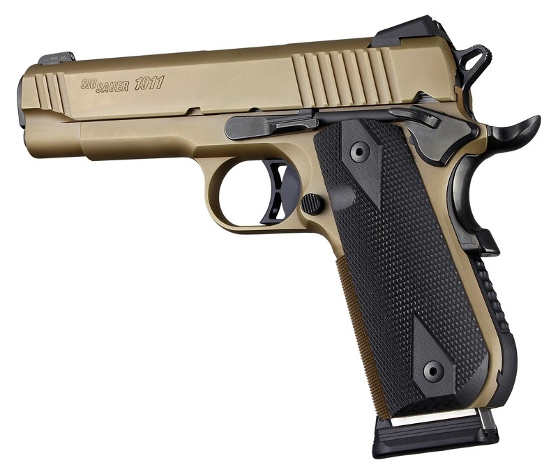 1911 Govt. Model Round Heel Checkered G10 - Solid Black