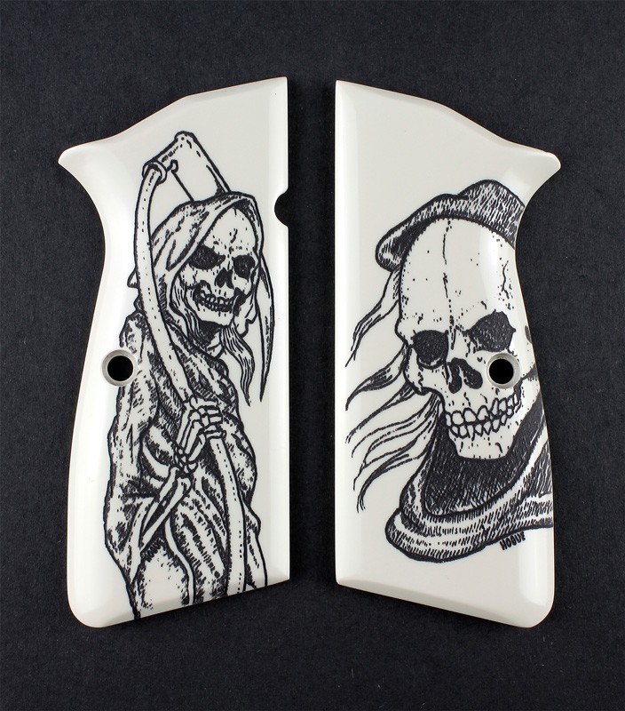 Browning Hi-Power Scrimshaw Ivory Polymer - Grim Reaper Bust and Body