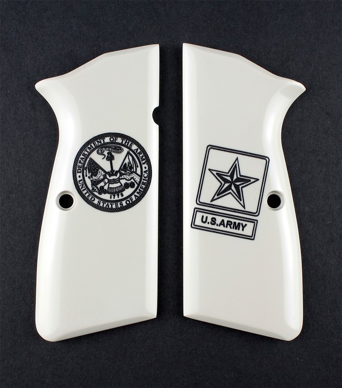 Browning Hi-Power Engraved Ivory Polymer - Army insignia