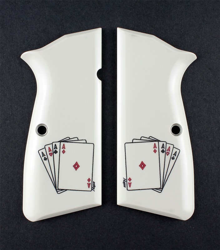 Browning Hi-Power Scrimshaw Ivory Polymer - Double Aces