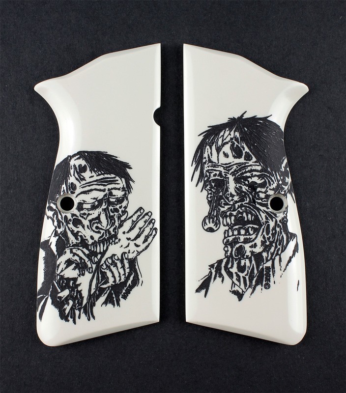 Browning Hi-Power Scrimshaw Ivory Polymer - Zombie