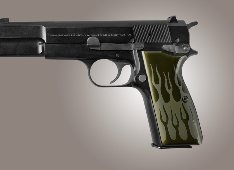 Browning Hi-Power Flames Aluminum - Green Anodize