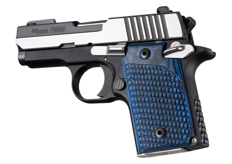 SIG Sauer P938 Ambi Piranha Grip G-Mascus Blue Lava G10
