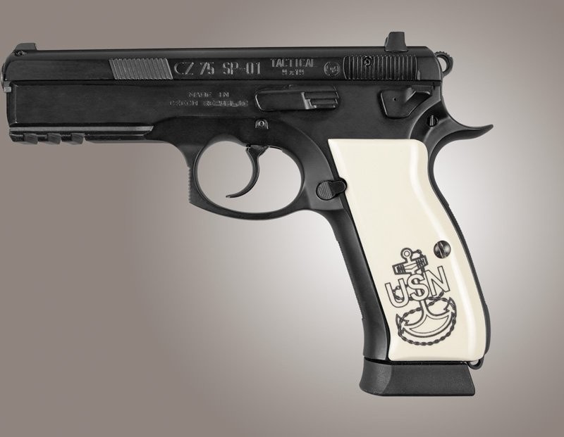 CZ 75 Scrimshaw Ivory Polymer - Navy insignia
