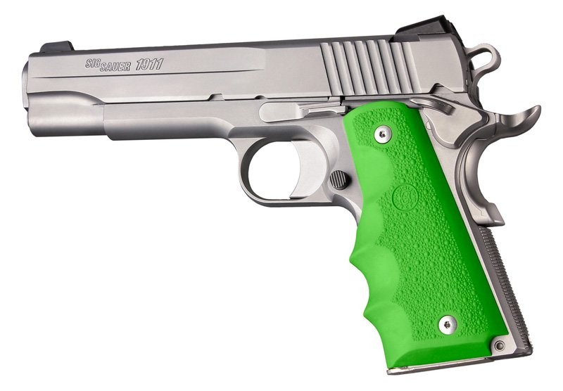 1911 Govt. Model Zombie Green Rubber Grip with Finger Grooves