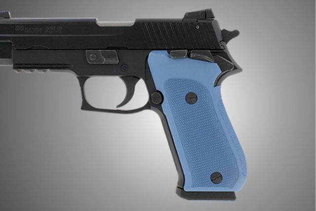 SIG Sauer P220 SAO American Checkered Aluminum - Matte Blue Anodize
