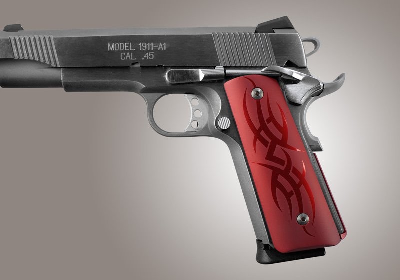 1911 Govt. Aluminum Magrip Kit - Tribal Flat Mainspring Matte Red