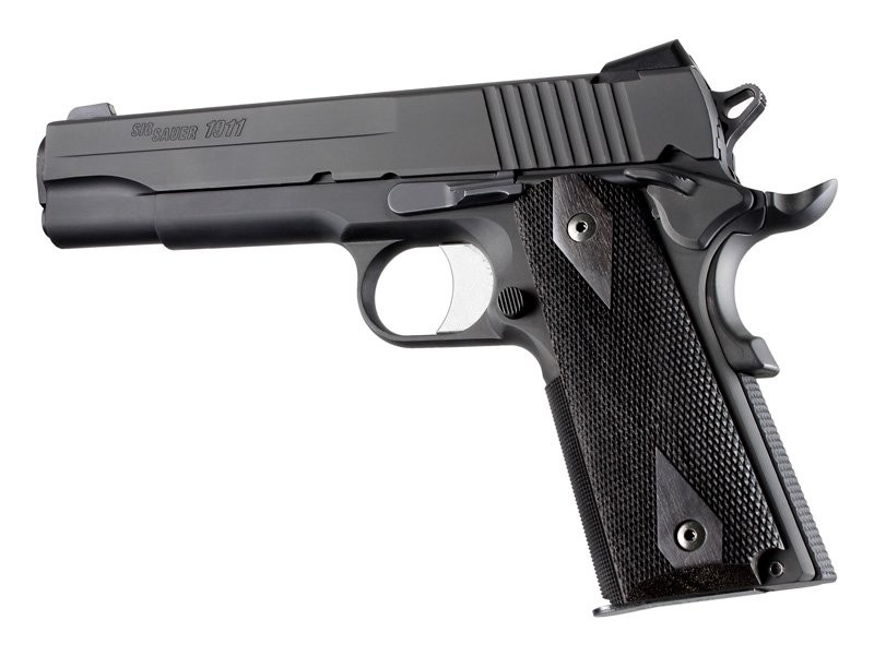 1911 Govt. Model Ebony Checkered Panels With Palm Swells