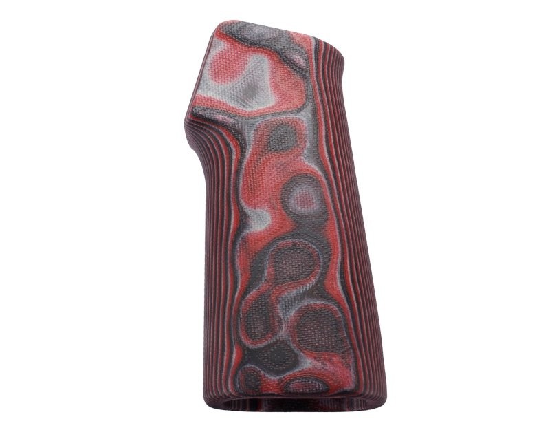 AR15 / M16 15 Degree Vertical No Finger Groove Smooth G10 - G-Mascus Red Lava