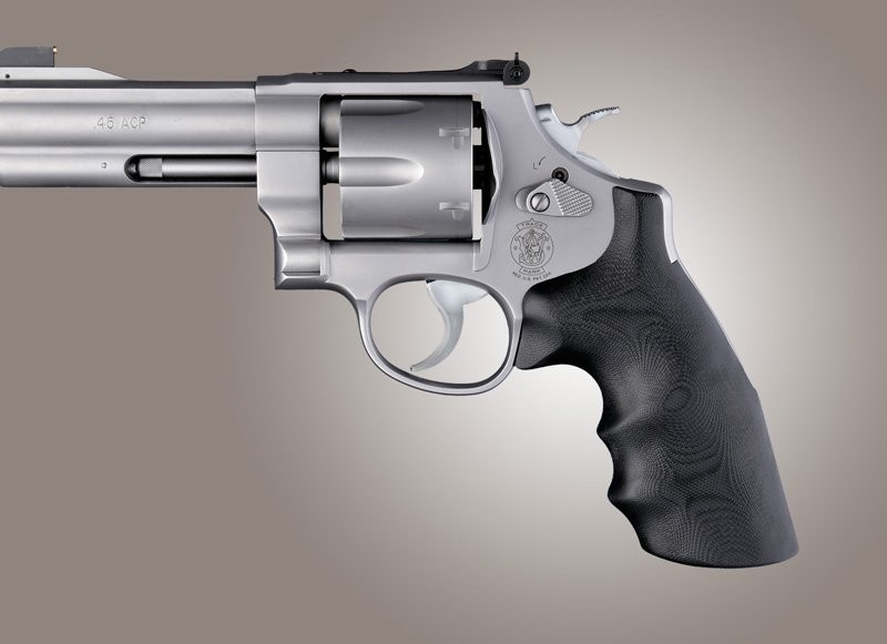 S&W N Frame Round Butt Conversion Finger Grooves Smooth G10 - Solid Black