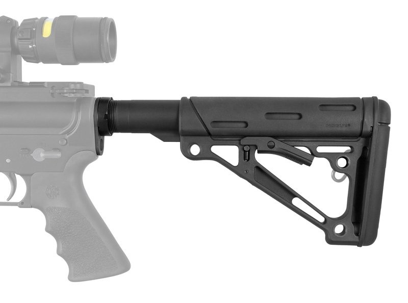 AR-15/M-16 OverMolded Collapsible Buttstock Assembly - Includes Mil-Spec Buffer Tube and Hardware - Black Rubber