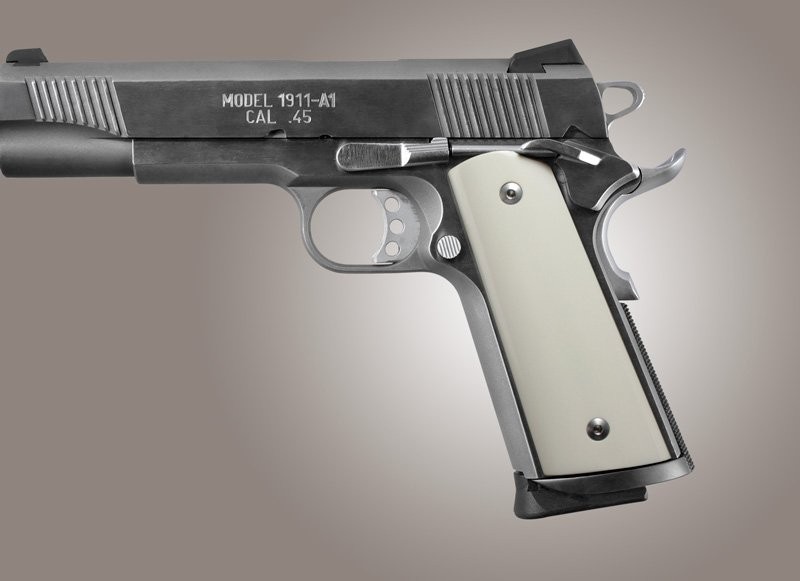 1911 Govt. Model Smooth Ivory Polymer S&A/Techwell Mag Well, Ambi. Cut