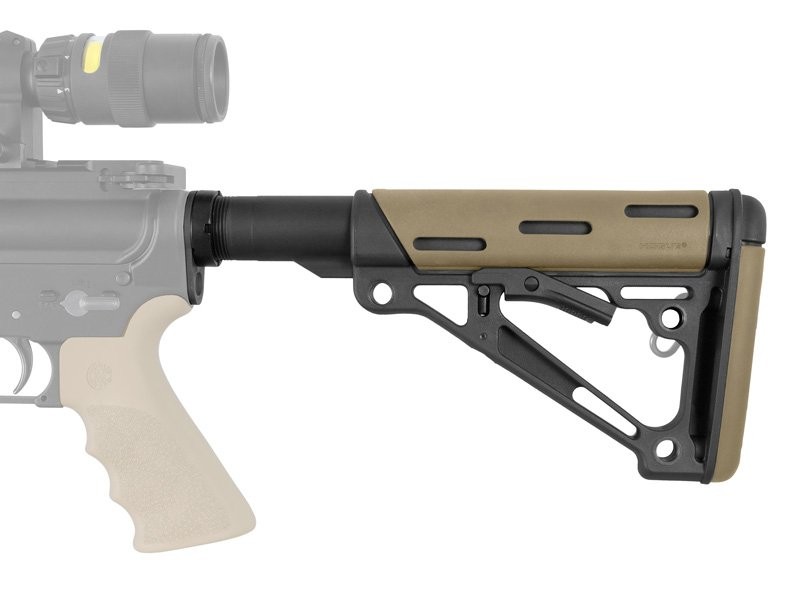 AR-15/M-16 OverMolded Collapsible Buttstock Assembly - Includes Mil-Spec Buffer Tube and Hardware - Flat Dark Earth Rubber