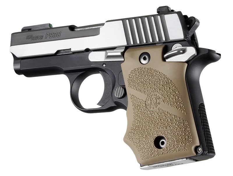 SIG Sauer P938 Ambi Safety Rubber Grip with Finger Grooves Flat Dark Earth