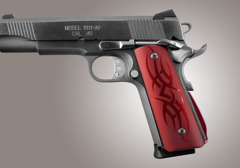 1911 Govt. Aluminum Magrip Kit - Tribal Arched Matte Red