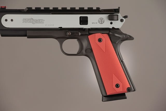 1911 Govt. Model 3/16 Thin Checkered Aluminum - Matte Red Anodized