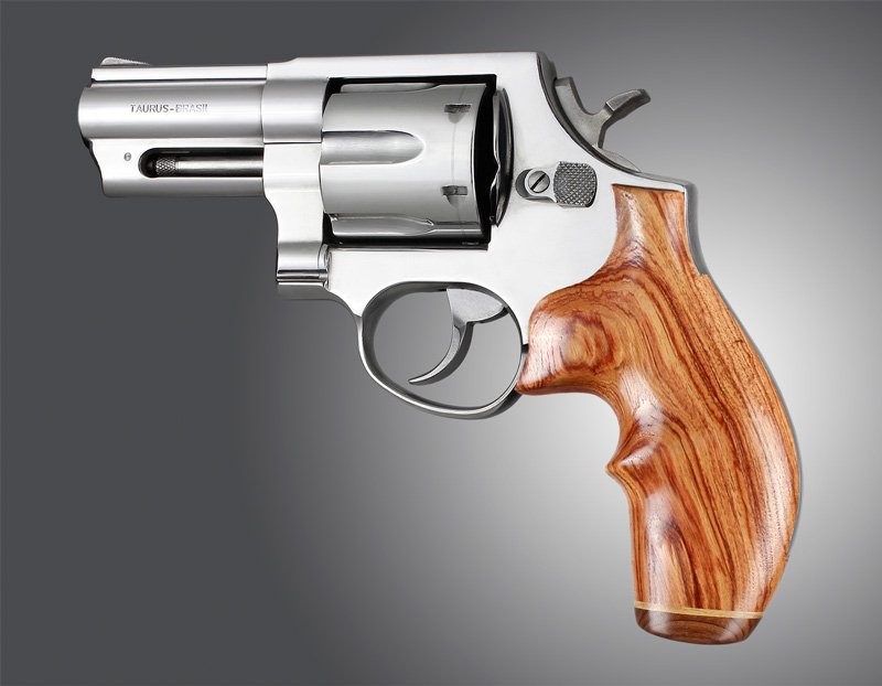 Taurus Med. & Lg. Rd. Butt Tulipwood Top Finger Groove, Stripe/Cap
