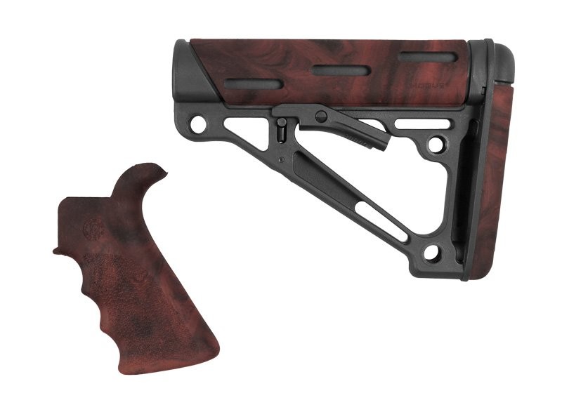 AR-15/M-16 2-Piece Kit Red Lava - Grip and Collapsible Buttstock - Fits Commercial Buffer Tube