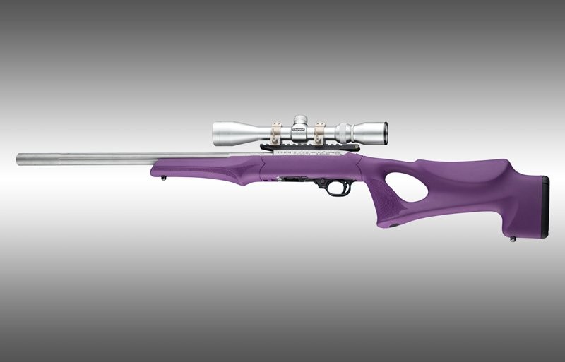 Ruger 10-22 Tactical Thumbhole Stock .920 Barrel Channel Purple OverMolded Rubber