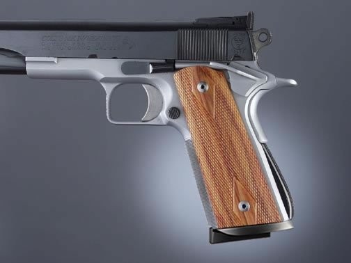 1911 Govt. Model Tulipwood S&A/Techwell Mag Well, Ambi-Cut, Checkered Panels