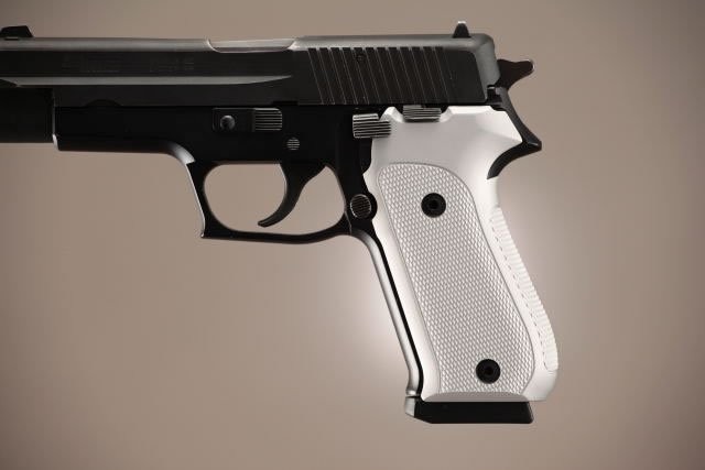 SIG Sauer P220 American Checkered Aluminum - Brushed Gloss Clear Anodize