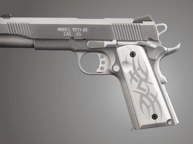 1911 Govt. Model 9/32 Thick Tribal Aluminum - Clear Anodized