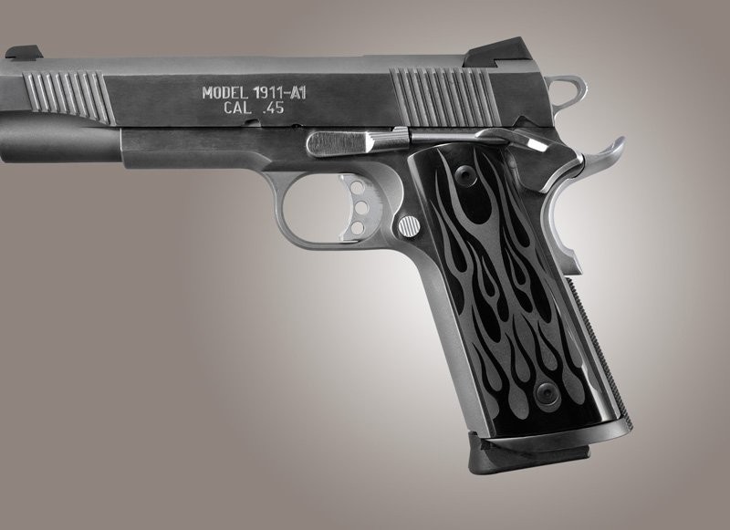 1911 Govt. Model S&A Mag Well Flames Aluminum - Black Anodized