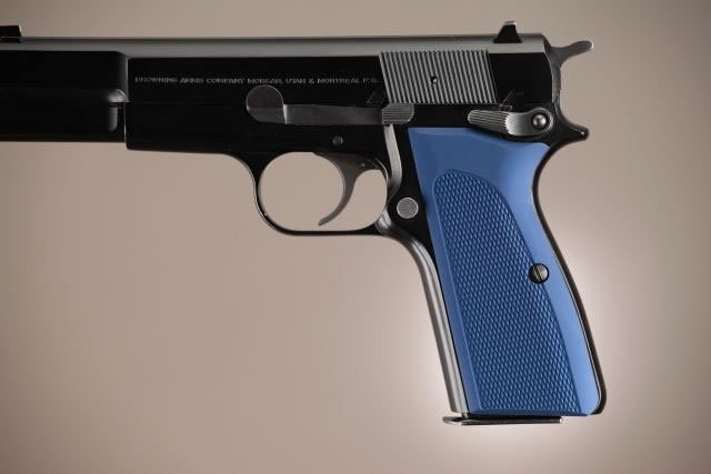 Browning Hi-Power Checkered Aluminum - Matte Blue Anodized