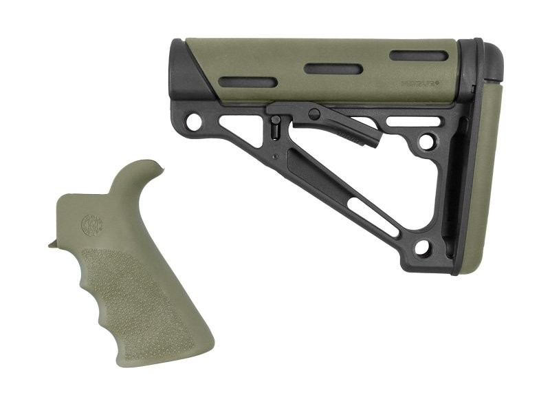 AR-15/M-16 2-Piece Kit OD Green- Grip and Collapsible Buttstock - Fits Commercial Buffer Tube