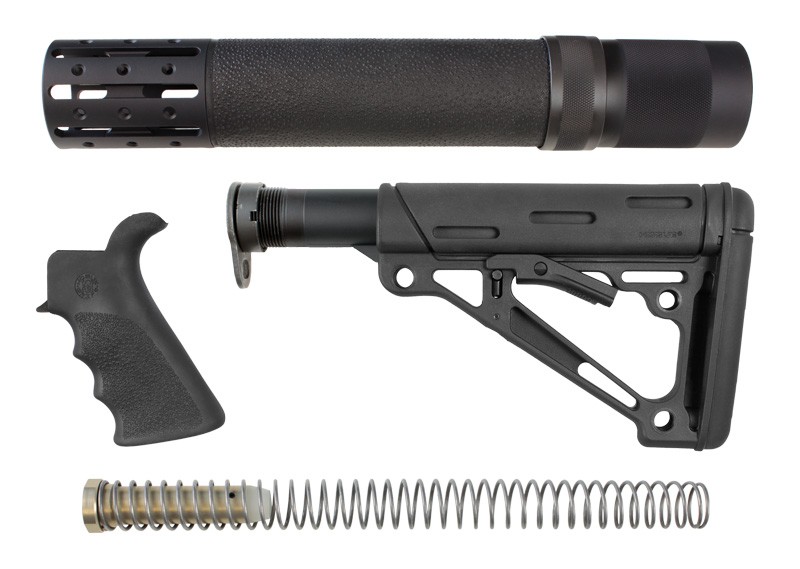 AR-15/M-16 3-Piece Kit Black - Grip, Collapsible Buttstock, and Forend with Accessories
