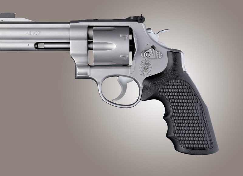 S&W N Frame Round Butt Conversion Finger Grooves Piranha Grip G10 - Solid Black