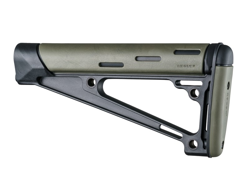 AR-15/M-16 OverMolded Fixed Buttstock - Fits A2 Buffer Tube - OD Green Rubber