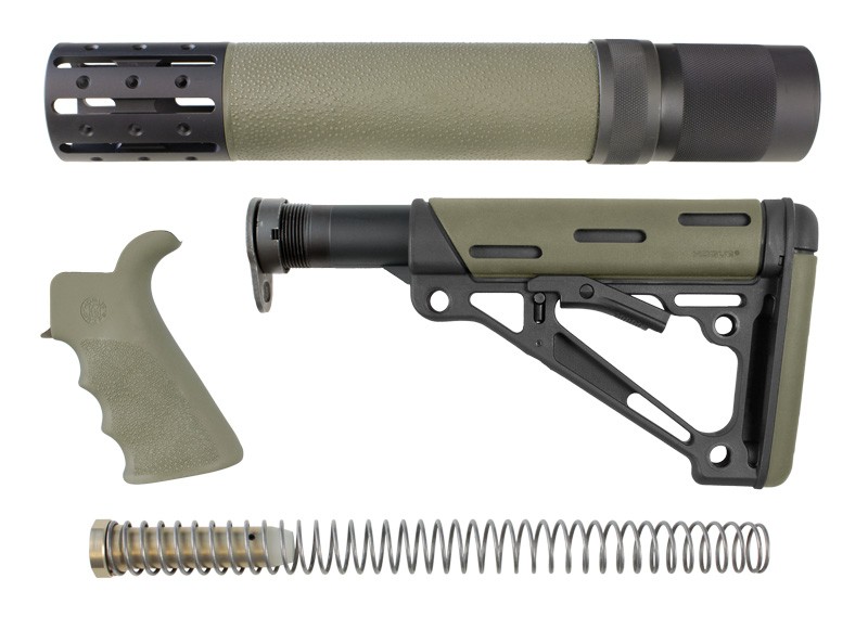 AR-15/M-16 3-Piece Kit OD Green - Grip, Collapsible Buttstock, and Forend with Accessories