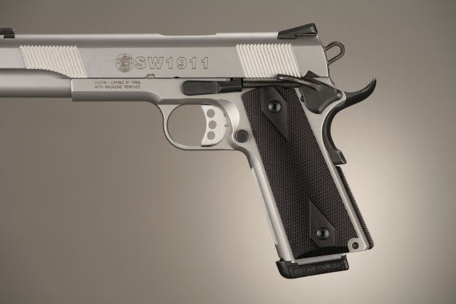 1911 Govt. Model Checkered Aluminum - Brushed Gloss Black Anodized