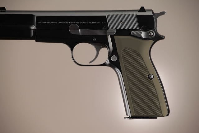 Browning Hi-Power Checkered Aluminum - Matte Green Anodized