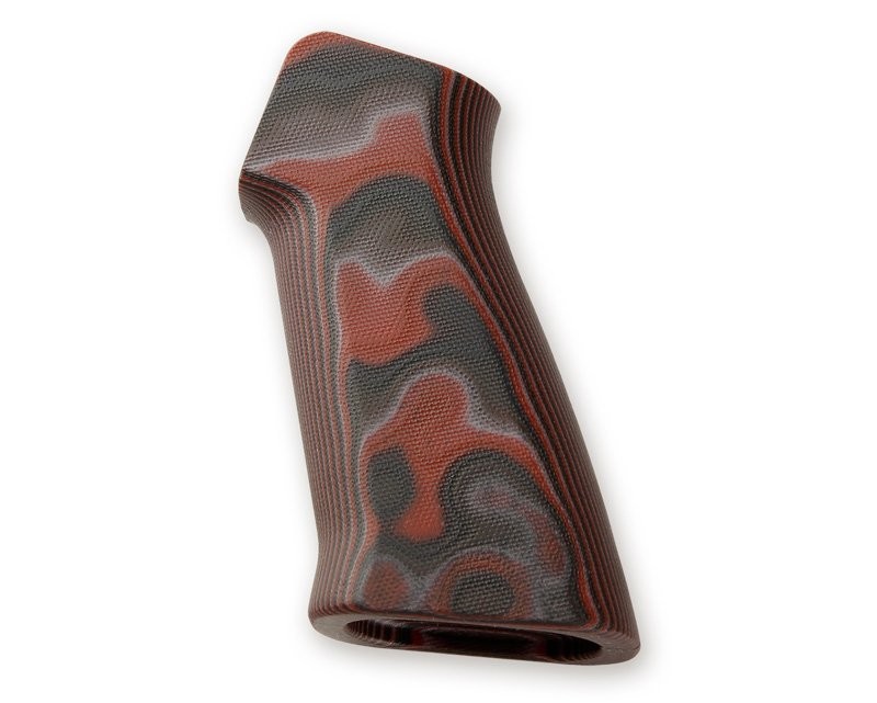 AR15 / M16 No Finger Groove Smooth G10 - G-Mascus Red Lava