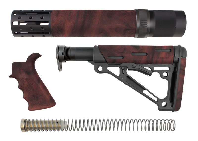AR-15/M-16 3-Piece Kit Red Lava - Grip, Collapsible Buttstock, and Forend with Accessories