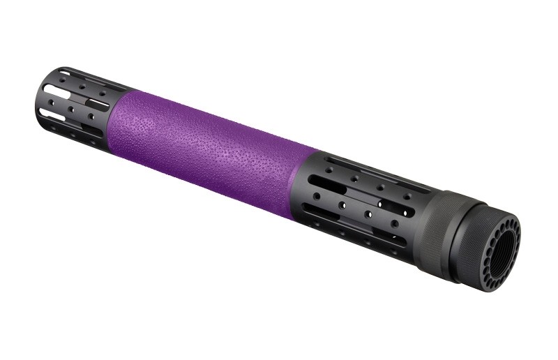 AR-15/M-16 Extended Length Free Float Forend with OverMolded Gripping area and Accessory Attachments Purple