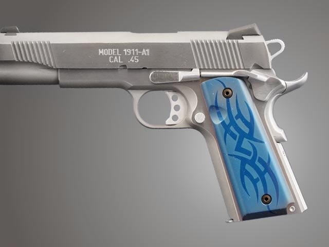 1911 Govt. Model 9/32 Thick Tribal Aluminum - Blue Anodized