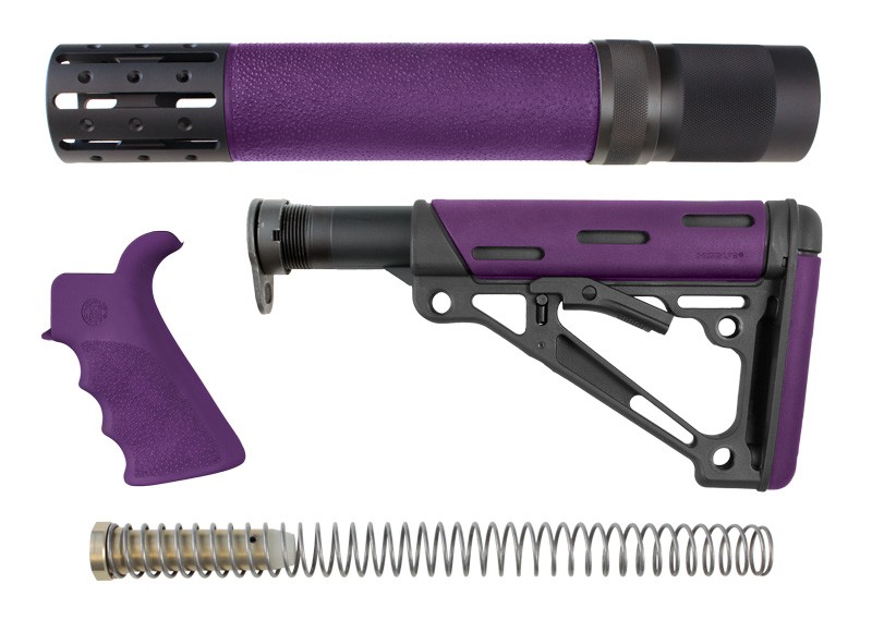 AR-15/M-16 3-Piece Kit Purple - Grip, Collapsible Buttstock, and Forend with Accessories