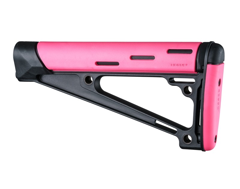 AR-15/M-16 OverMolded Fixed Buttstock - Fits A2 Buffer Tube - Pink Rubber