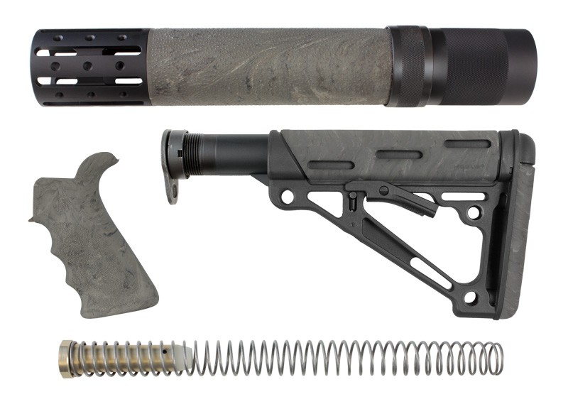 AR-15/M-16 3-Piece Kit Ghillie Green - Grip, Collapsible Buttstock, and Forend with Accessories