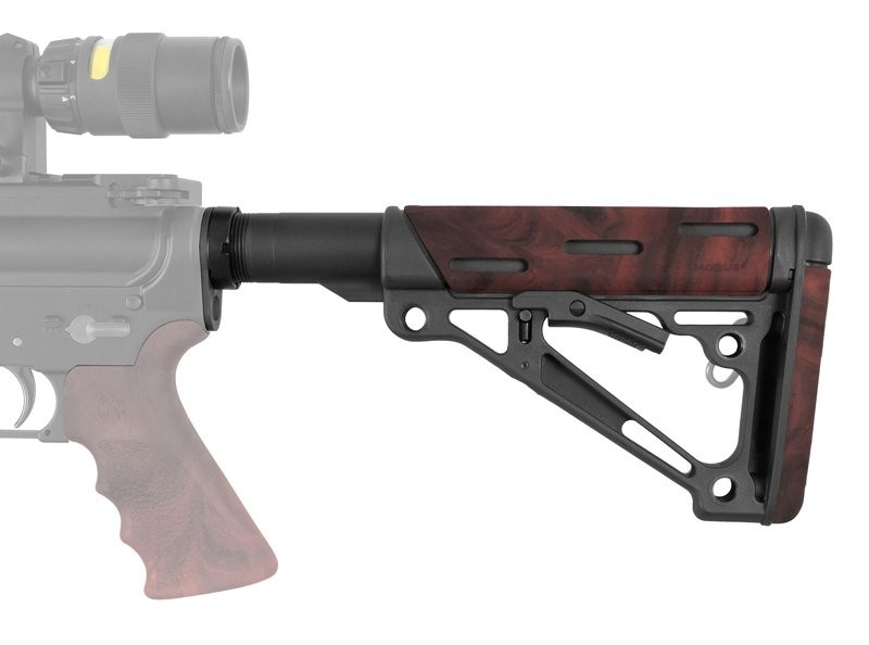 AR-15/M-16 OverMolded Collapsible Buttstock Assembly - Includes Mil-Spec Buffer Tube and Hardware - Red Lava Rubber