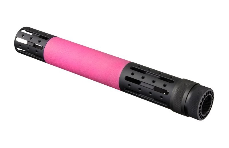 AR-15/M-16 Extended Length Free Float Forend with OverMolded Gripping area and Accessory Attachments Pink