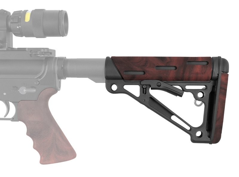 AR-15/M-16 OverMolded Collapsible Buttstock - Fits Commercial Buffer Tube - Red Lava Rubber