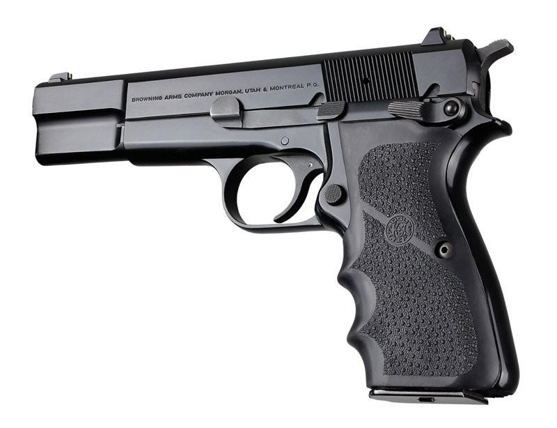 Browning Hi-Power Rubber grip with Finger Grooves Black