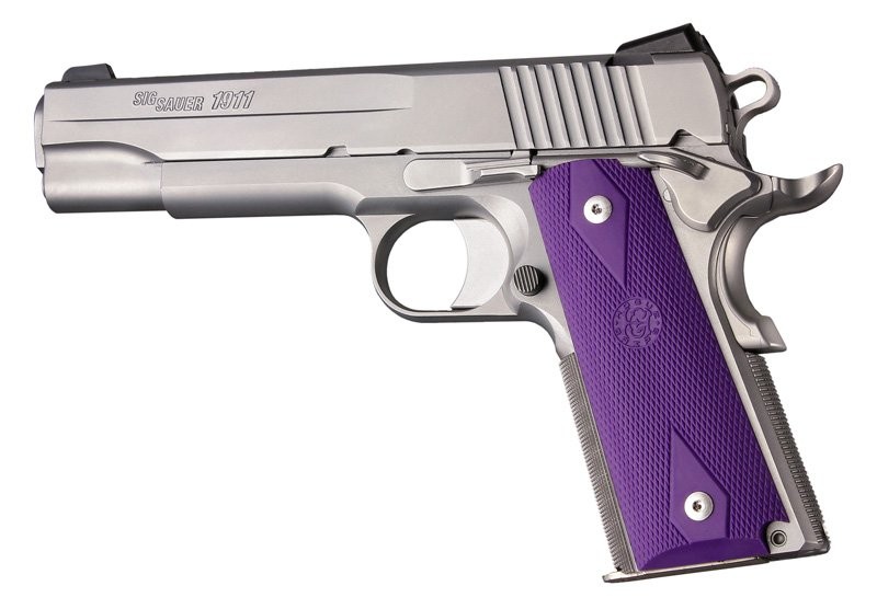 1911 Govt. Model Purple Rubber Grip Panel Checkered W/Diamonds