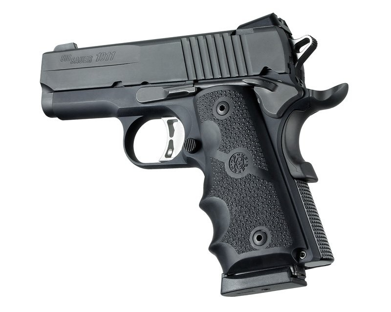 1911 Officers Model Rubber grip with Finger Grooves Black
