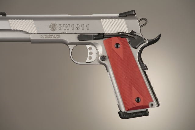 1911 Govt. Model Checkered Aluminum - Matte Red Anodized