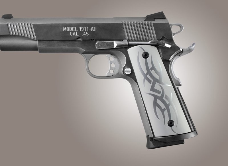 1911 Govt. Model S&A Mag Well Tribal Aluminum - Clear Anodized